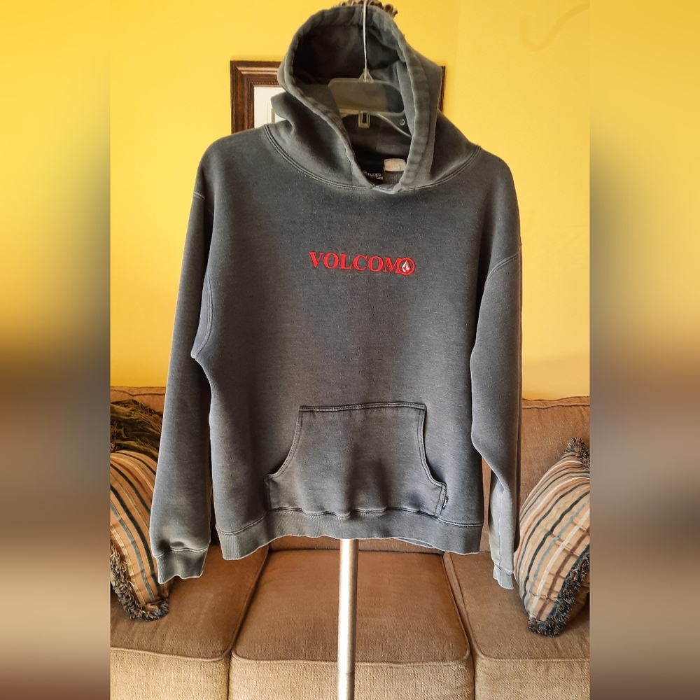 RARE Vintage Volcom Girls Boxy Gray Distressed Hoodie